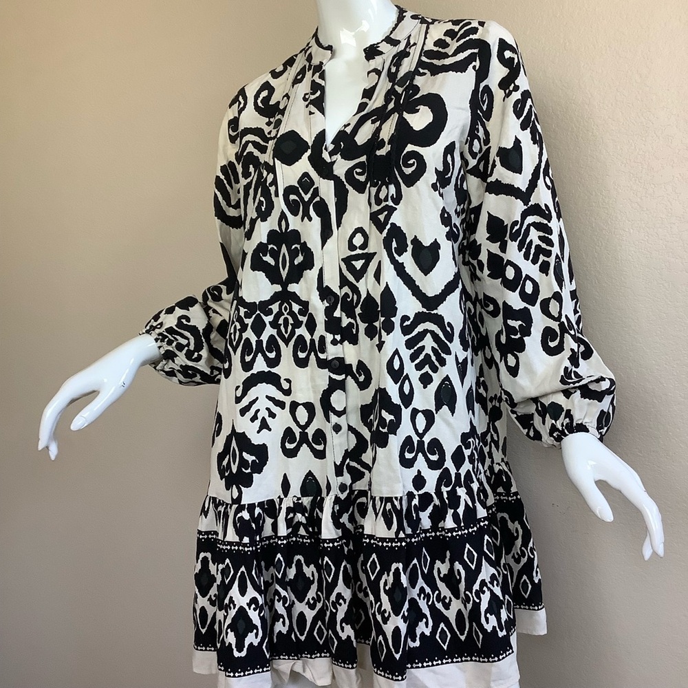 Zara Black and Cream Patterned Women's Dress - Picture 5 of 10